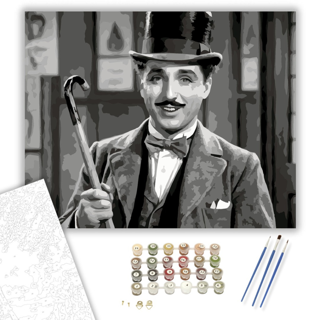 Charlie Chaplin Portré - számfestő készlet - számfestő készlet