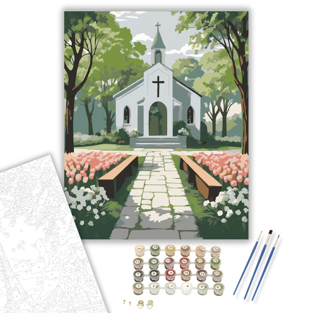 Húsvéti Templomkert - számfestő készlet - számfestő készlet