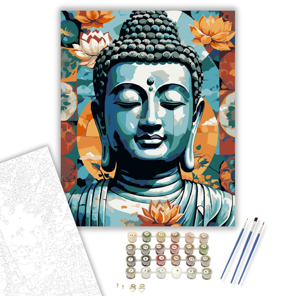 Buddha Arca Lótuszokkal - számfestő készlet - számfestő készlet