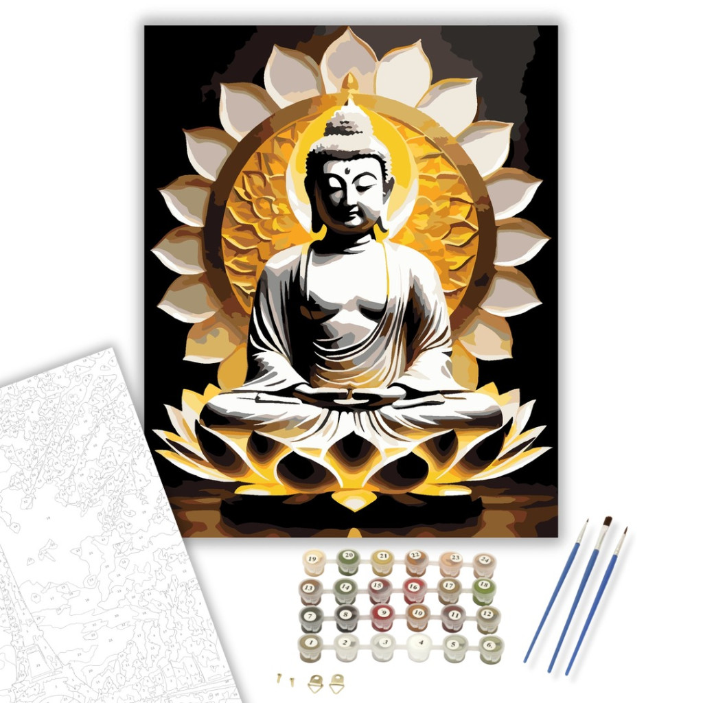 Fénylő Buddha Lótuszban - számfestő készlet - számfestő készlet