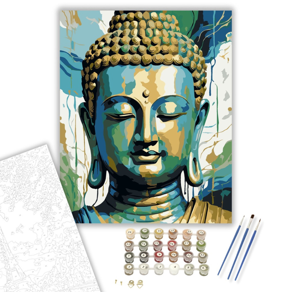 Buddha Arca Absztrakt Színekben - számfestő készlet - számfestő készlet