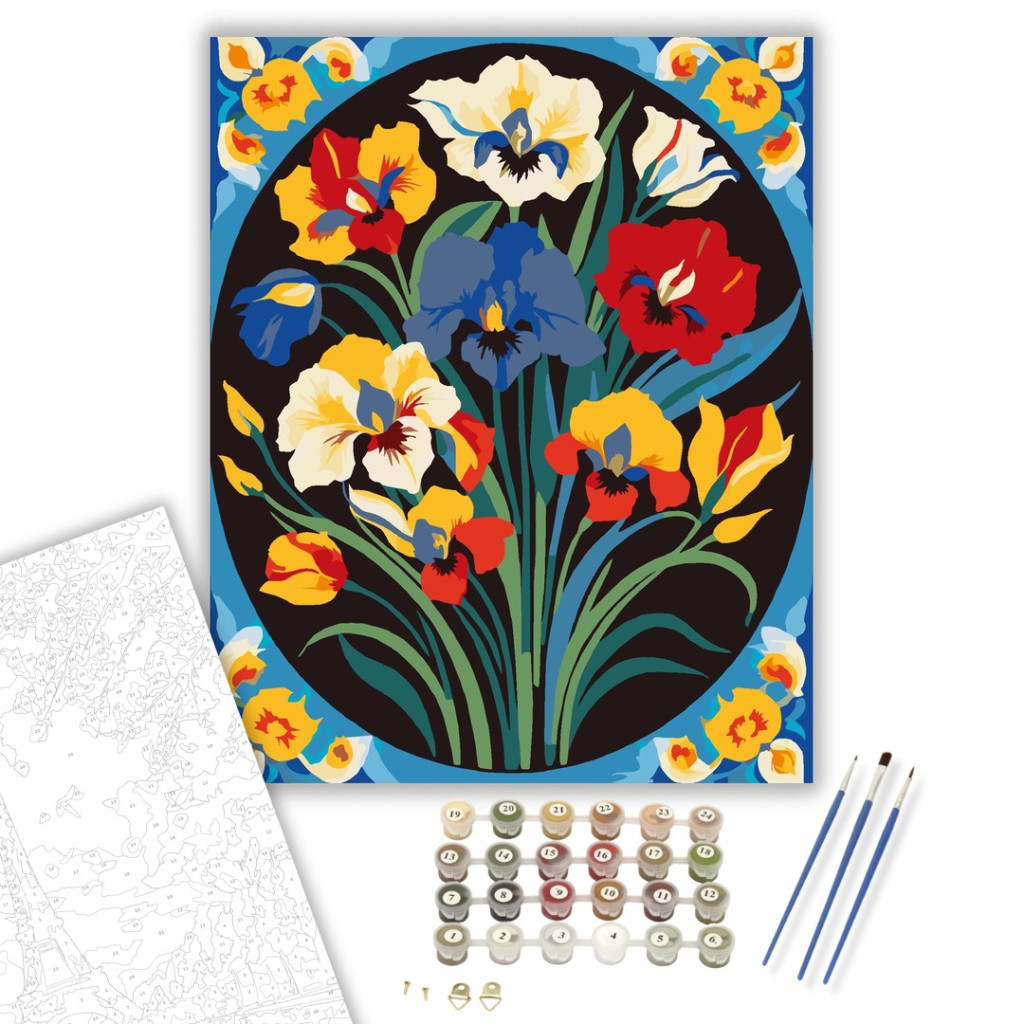 Irises Mandala Van Gogh Stílusban - számfestő készlet - számfestő készlet