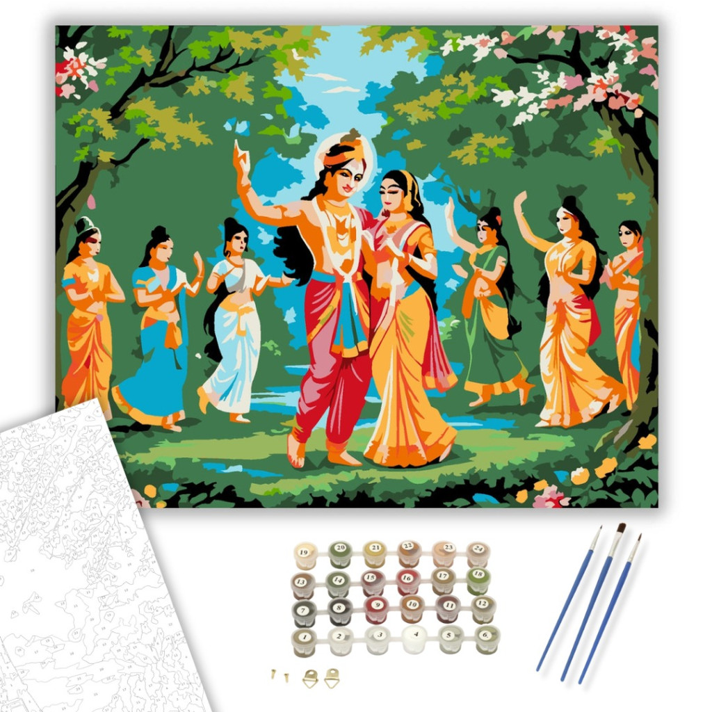 Radha és Krishna Raas Leela - számfestő készlet - számfestő készlet