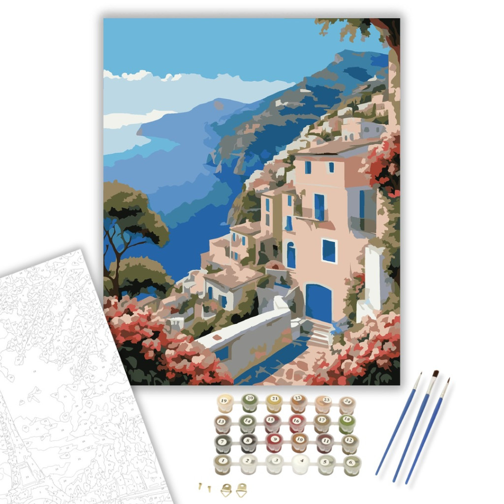 Amalfi-parti Kilátás - számfestő készlet - számfestő készlet
