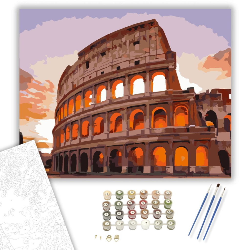 Római Colosseum Naplementében - számfestő készlet - számfestő készlet