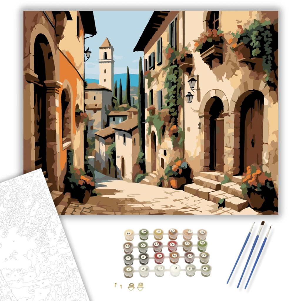 San Gimignano Kanyargós Sikátora - számfestő készlet - számfestő készlet