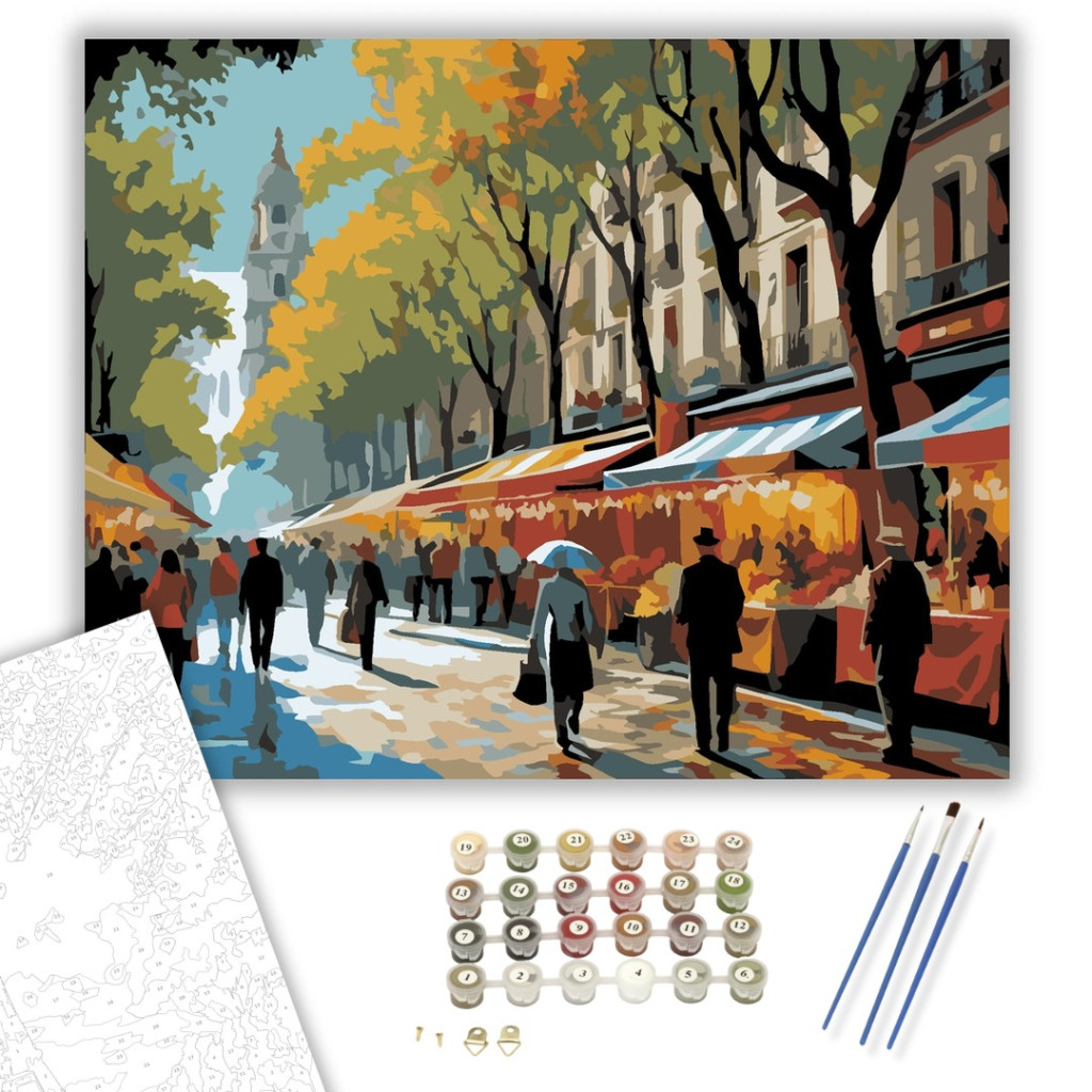 La Rambla Barcelonában - számfestő készlet - számfestő készlet