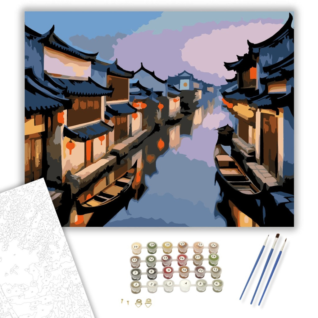Suzhou Éjszakai Fényei - számfestő készlet - számfestő készlet