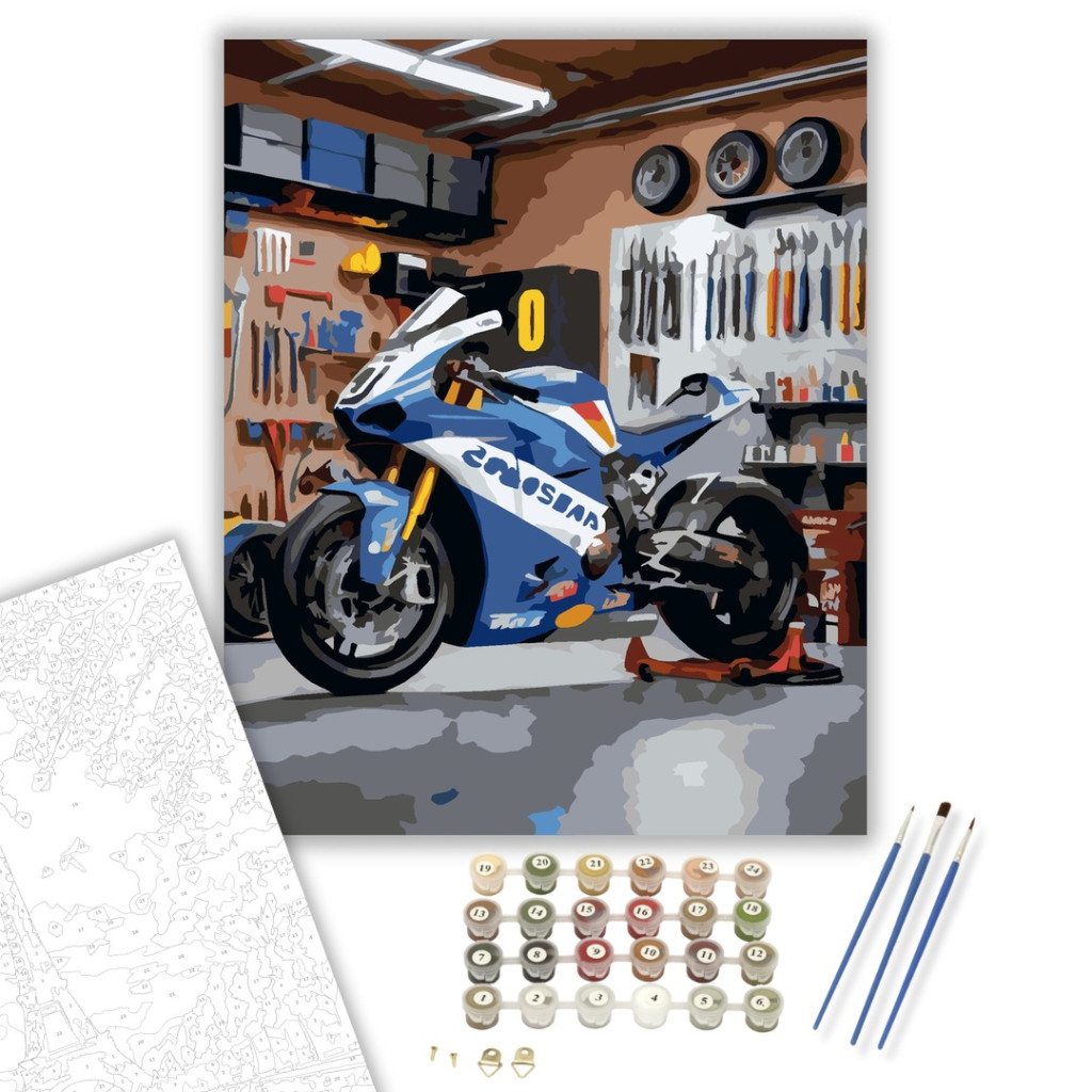 Versenymotor a Szerelőműhelyben - számfestő készlet - számfestő készlet