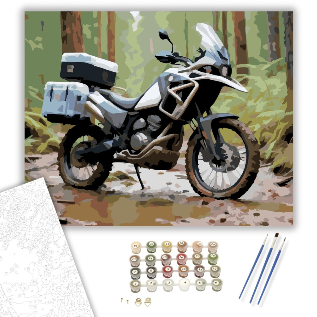 Modern Adventure Túramotor Erdőszélen - számfestő készlet - számfestő készlet