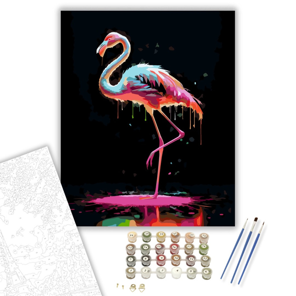 Neon Flamingó és Csillogó Textúrák - számfestő készlet - számfestő készlet