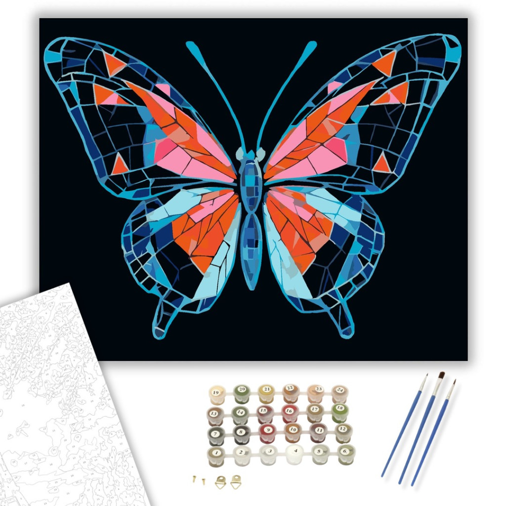 Geometrikus Pillangó Neon Színekben - számfestő készlet - számfestő készlet
