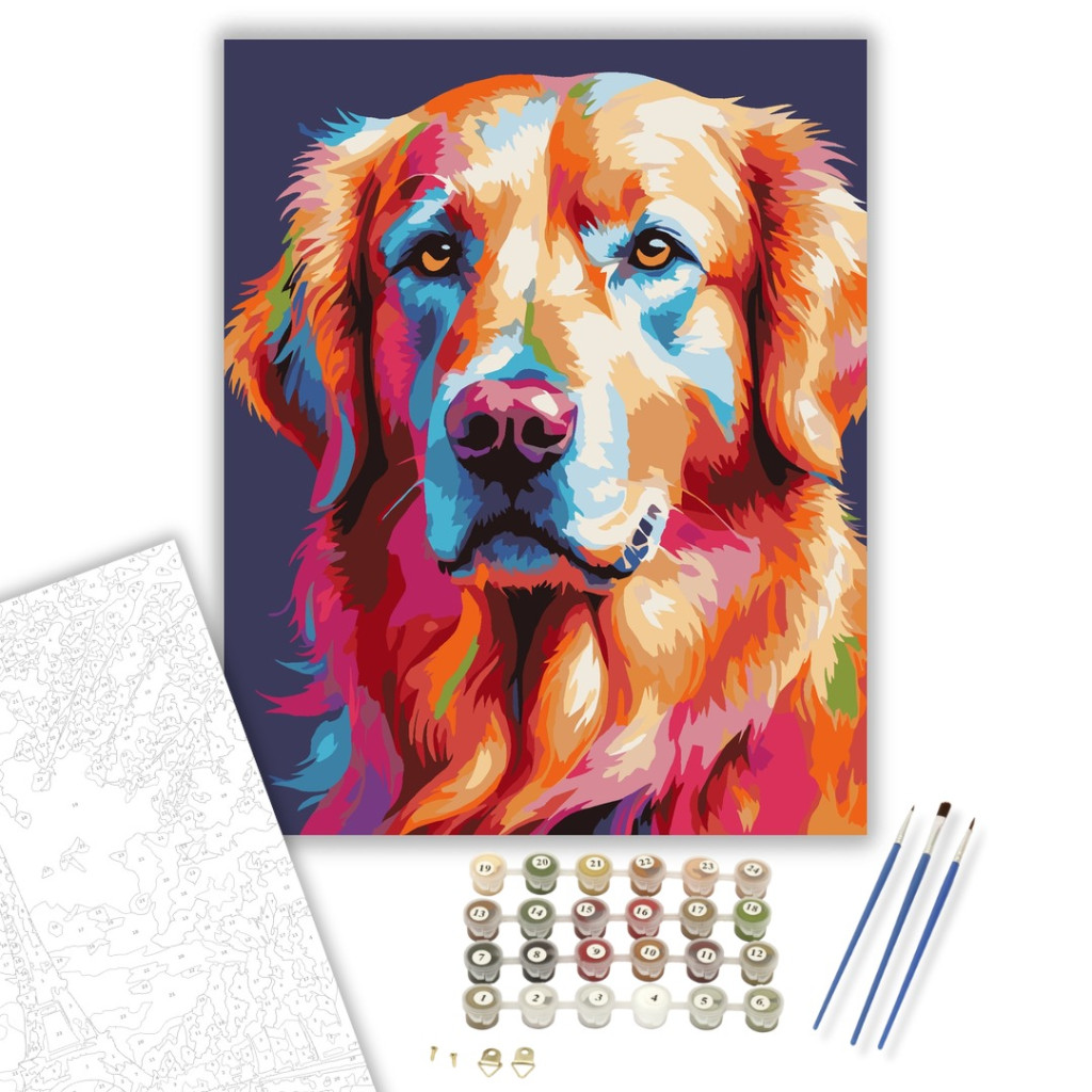 Neon Színű Arany Retriever - számfestő készlet - számfestő készlet