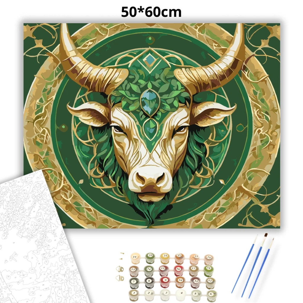 Bika – A Föld Ereje - számfestő készlet – 50×60 cm (Keret nélkül) - számfestő készlet