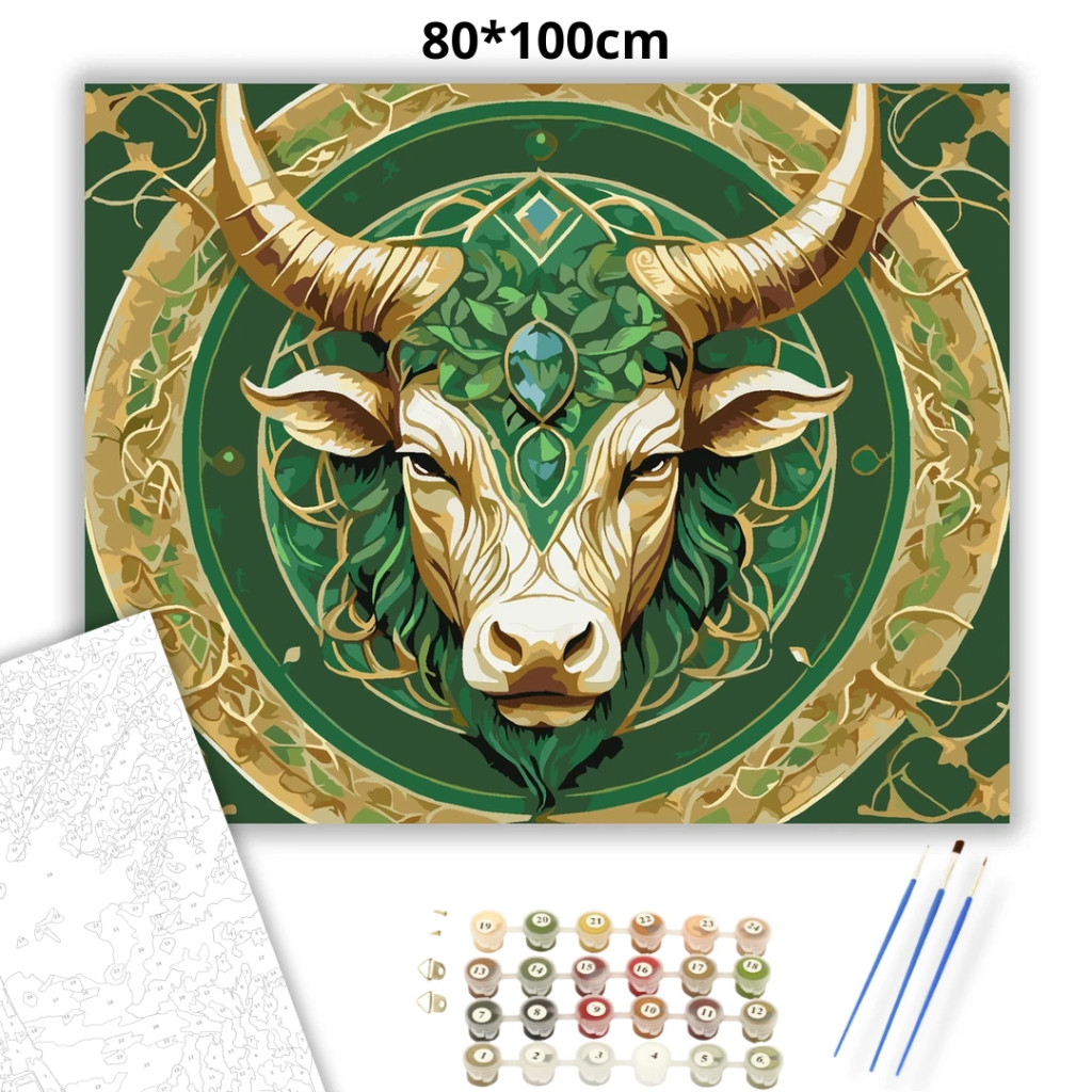 Bika – A Föld Ereje - számfestő készlet – 80×100 cm (Keret nélkül) - számfestő készlet