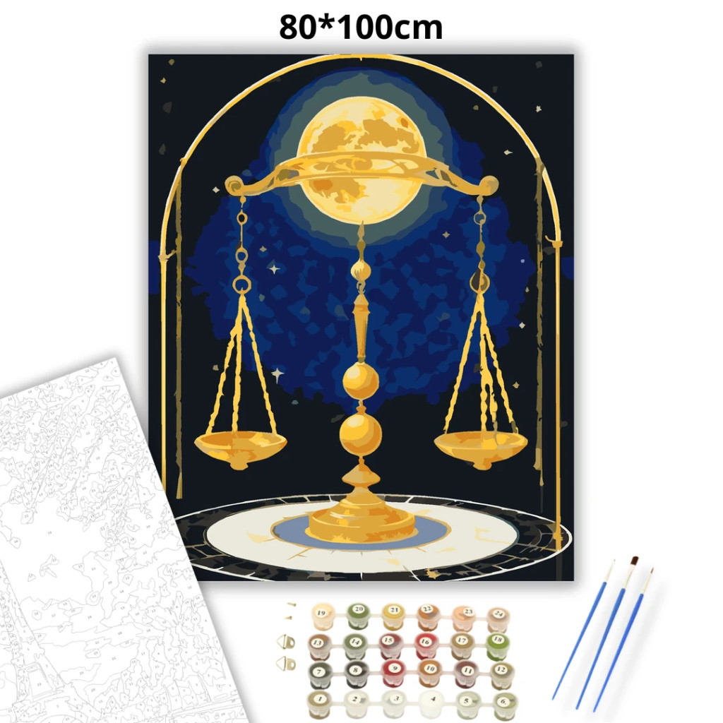 Misztikus mérleg csillagkép - számfestő készlet – 80×100 cm (Keret nélkül) - számfestő készlet