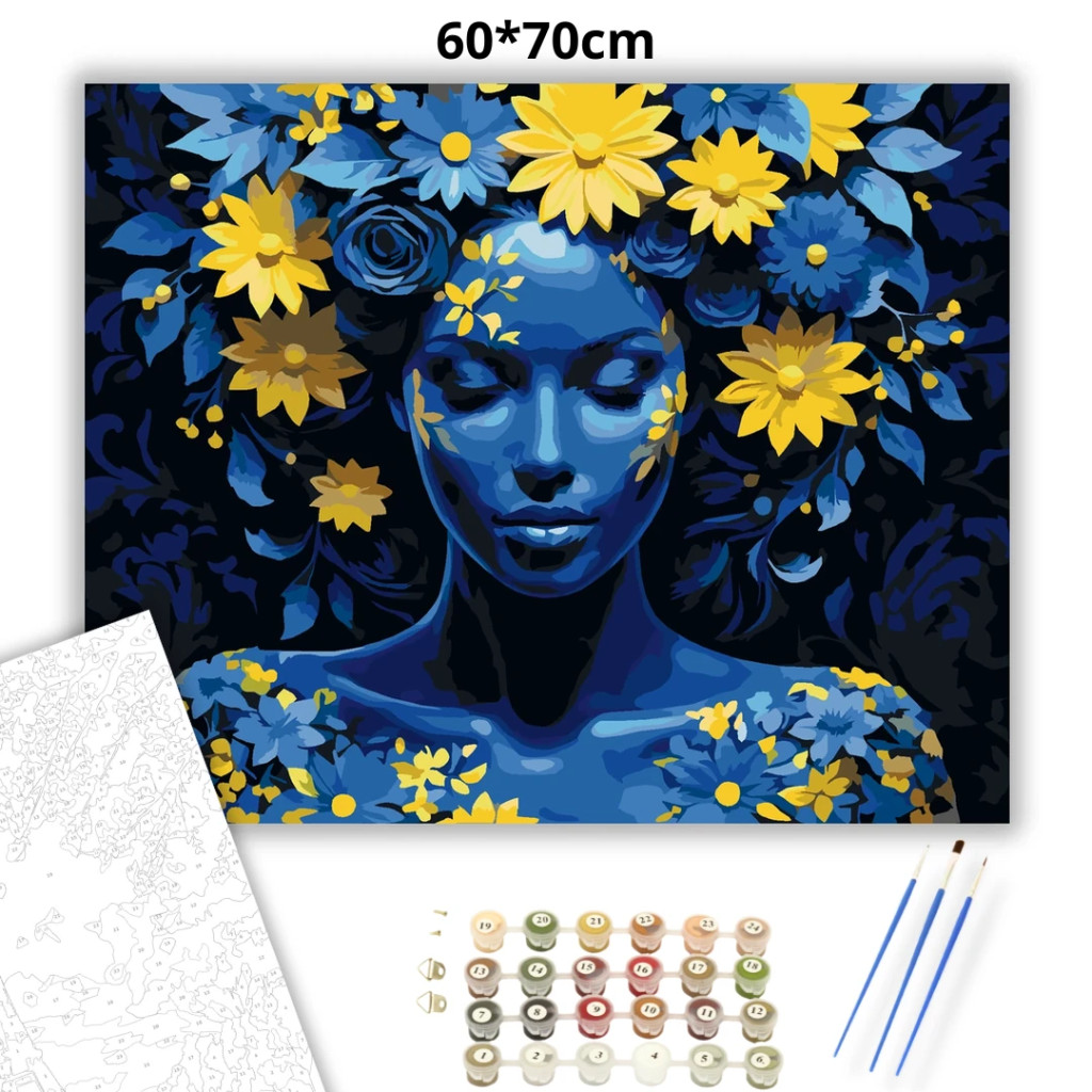 Álmodó női portré - számfestő készlet – 60×70 cm (Keret nélkül) - számfestő készlet