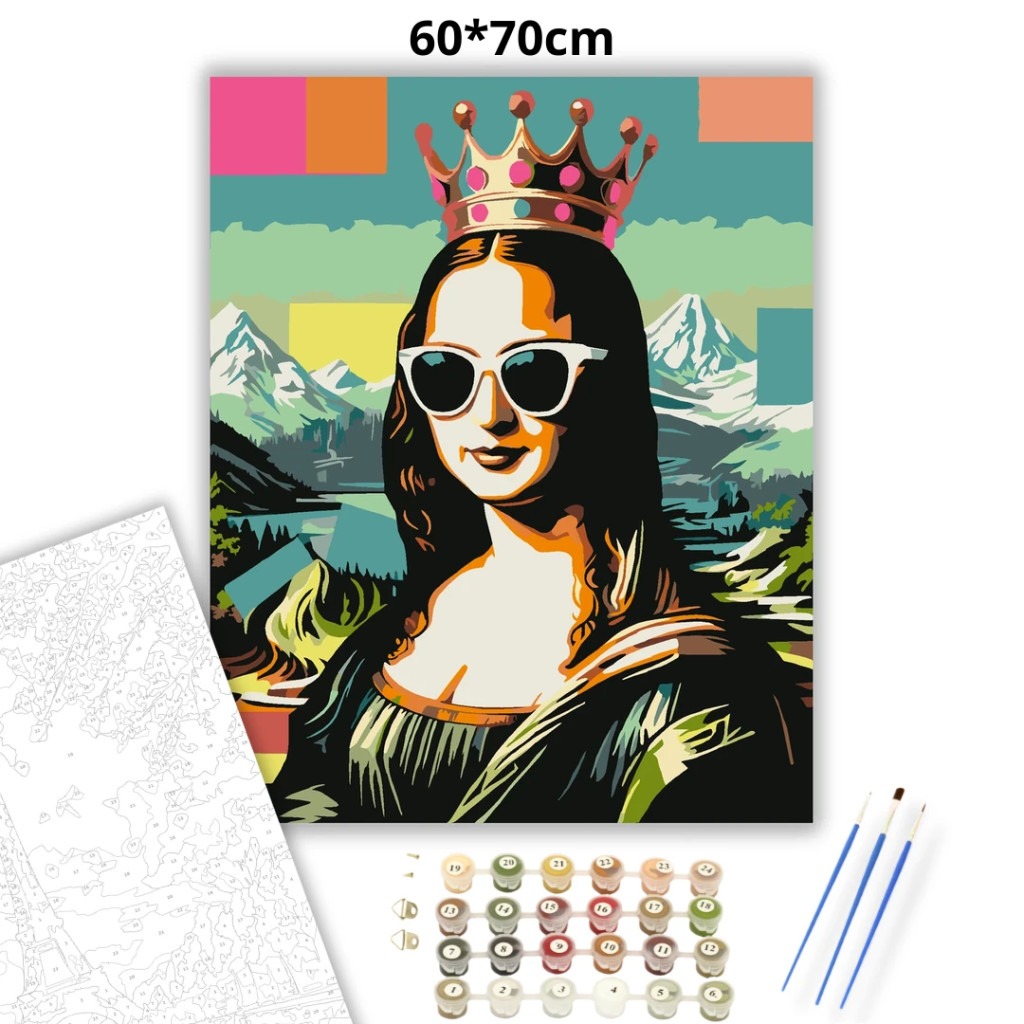 Mona Lisa királynő - számfestő készlet – 60×70 cm (Keret nélkül) - számfestő készlet