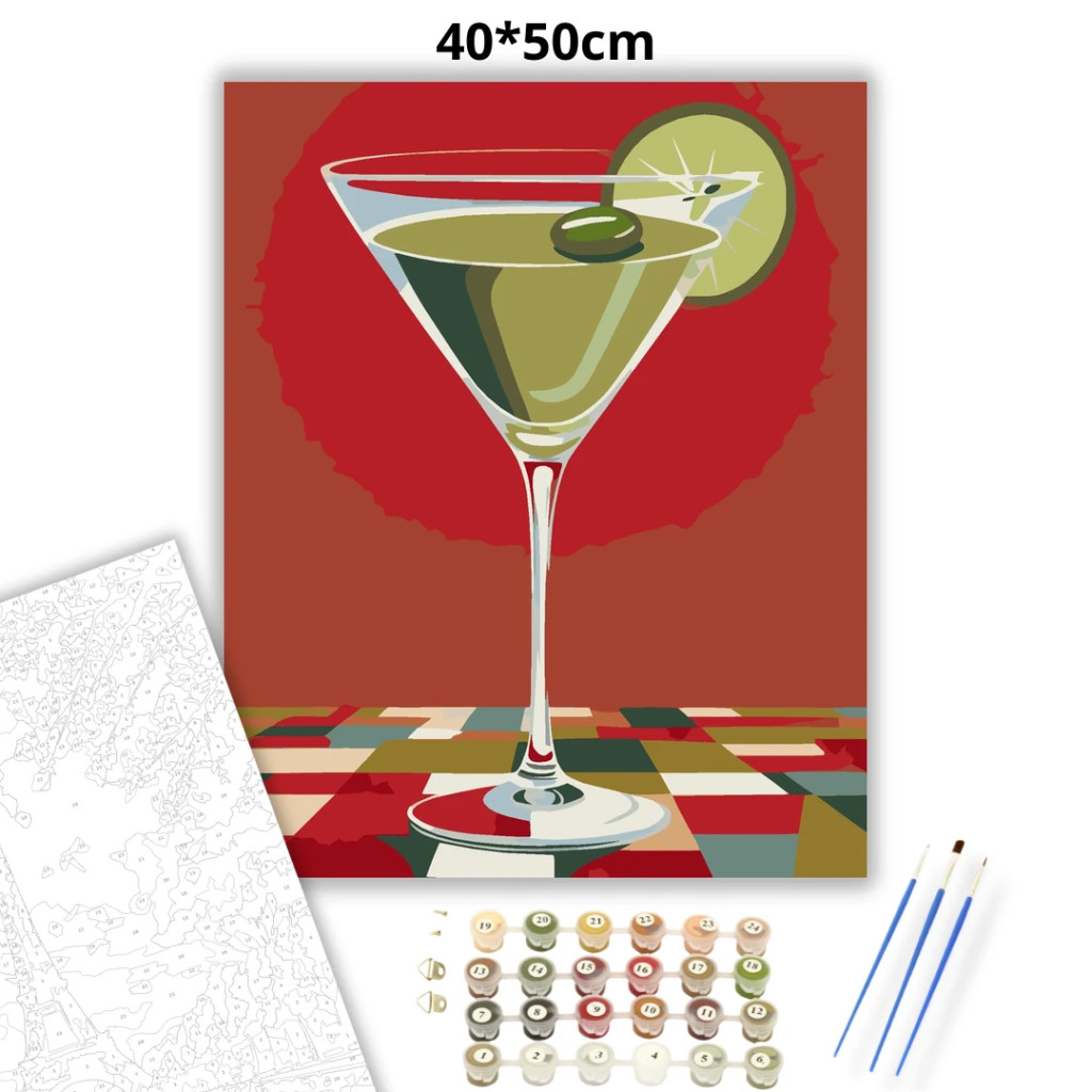 Martinis pohár - számfestő készlet - számfestő készlet