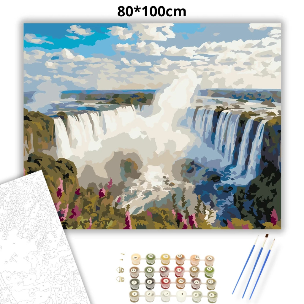 Iguazú vízesés - számfestő készlet – 80×100 cm (Keret nélkül) - számfestő készlet