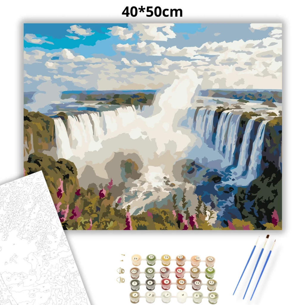Iguazú vízesés - számfestő készlet - számfestő készlet