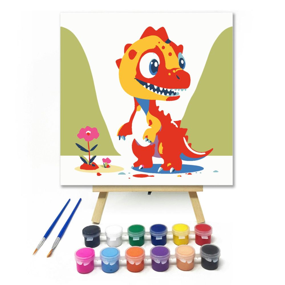 Aranyos kis dinoszaurusz  - gyerek számfestő készlet
