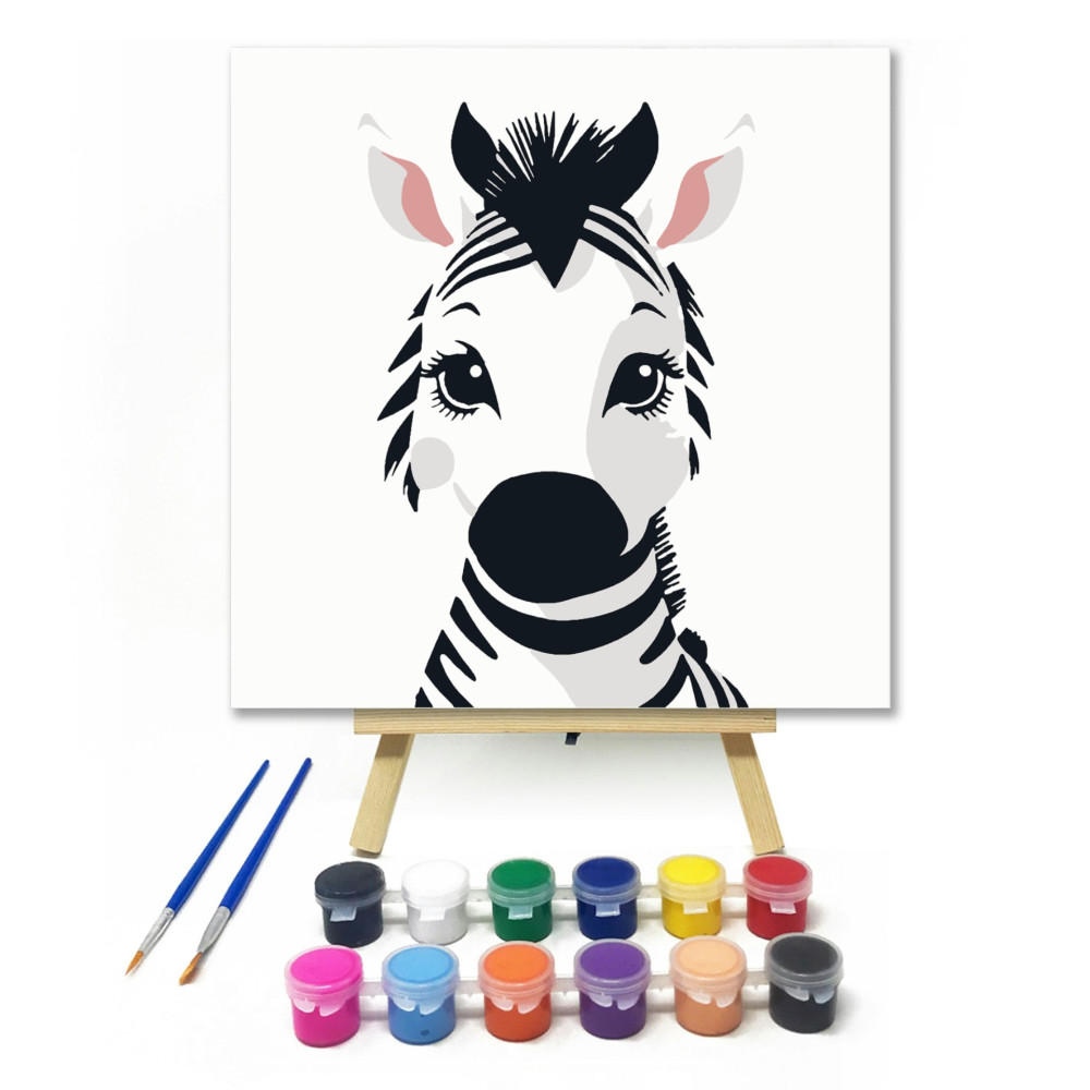 Mosolygós kis zebra - gyerek számfestő készlet